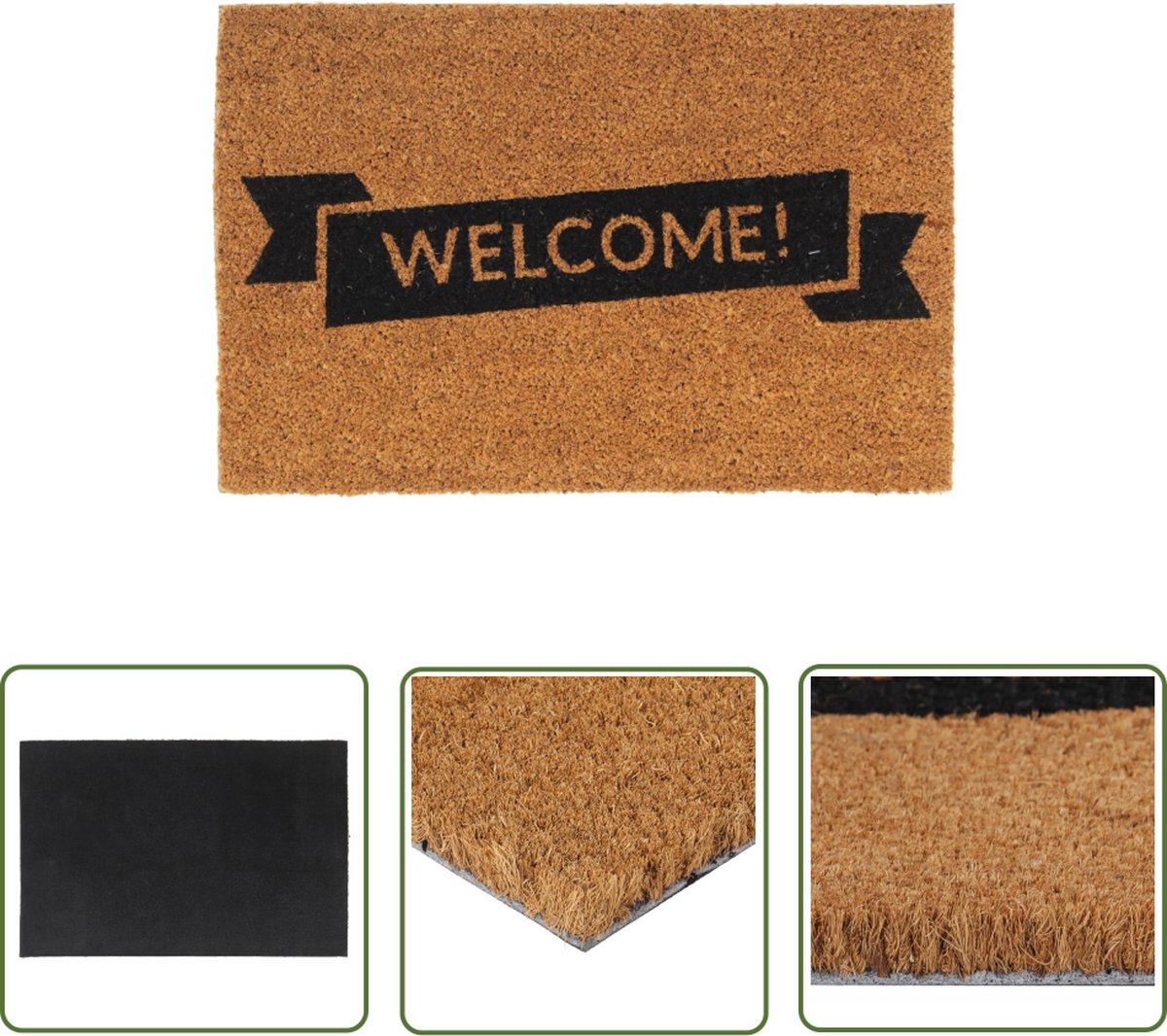 vidaXL Deurklinkt - Kokos Vezel Deurmat - Deurmat 40x60 cm getufte kokosvezel naturel - Hal Mat - Voetenbad - Antislip Deurmat