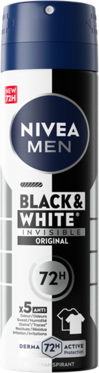NIVEA Men Deodorant Spray Invisible for Black & White - 150 ml