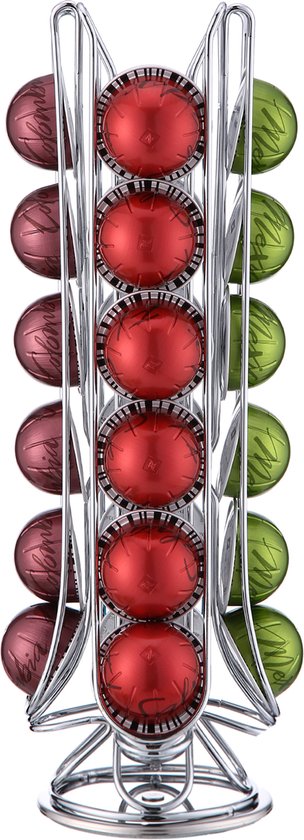 Behave Capsulehouder - 360° Draaibaar - Cuphouder - Zilverkleur - Geschikt voor 24 Nespresso Vertuo cups