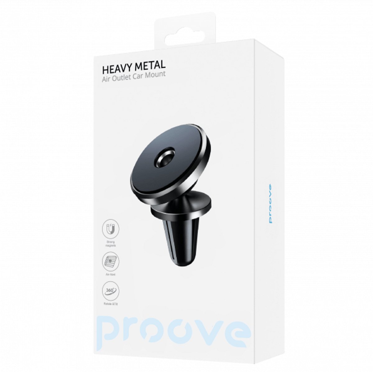 Proove Telefoonhouder Heavy Metal Magnet – Stevige Klem en Ventilatiebevestiging – Zwart