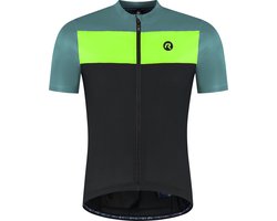 Rogelli Core Block Fietsshirt Heren - Korte Mouwen - Wielrenshirt - Zwart/Turquoise/Geel - Maat XL