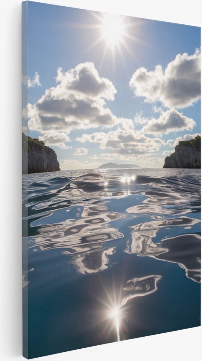Saammp Canvas Schilderij - Rotsen - Zee - Landschap - Natuur - 20x30 - Foto op canvas - Wanddecoratie - Muurdecoratie Woonkamer - Slaapkamer decoratie - Canvas Print Multicolor