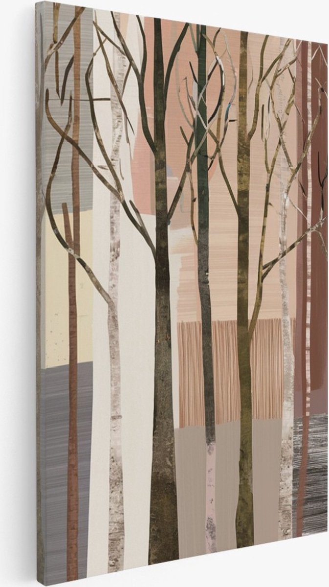 Saammp Canvas Schilderij - Bomen - Beige - Bruin - Bloemen - Landschap - Natuur - 20x30 - Foto op canvas - Wanddecoratie - Muurdecoratie Woonkamer - Slaapkamer decoratie - Canvas Print Multicolor