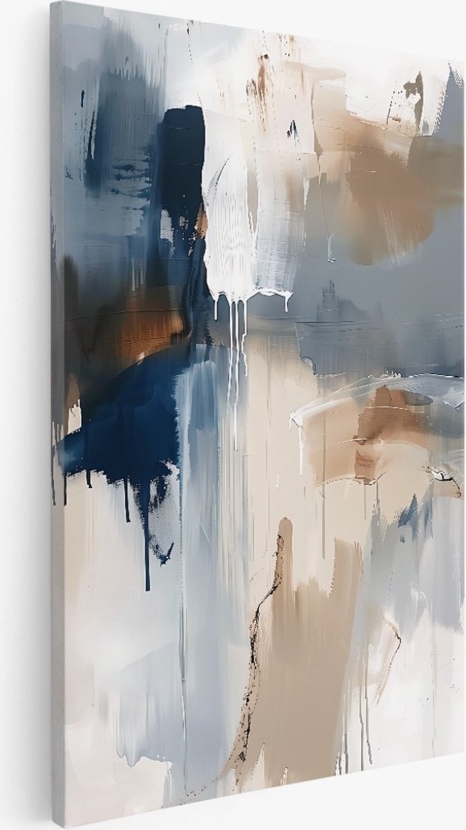 Saammp Canvas Schilderij - Abstract - Kunst - Penseelstreken - 20x30 - Foto op canvas - Wanddecoratie - Muurdecoratie Woonkamer - Slaapkamer decoratie - Canvas Print Multicolor