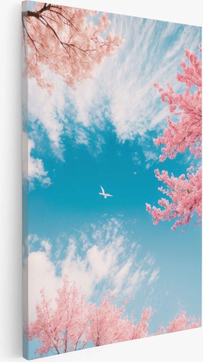 Saammp Canvas Schilderij - Roze Bomen - Natuur - Landschap - 30x45 - Foto op canvas - Wanddecoratie - Muurdecoratie Woonkamer - Slaapkamer decoratie - Canvas Print Multicolor