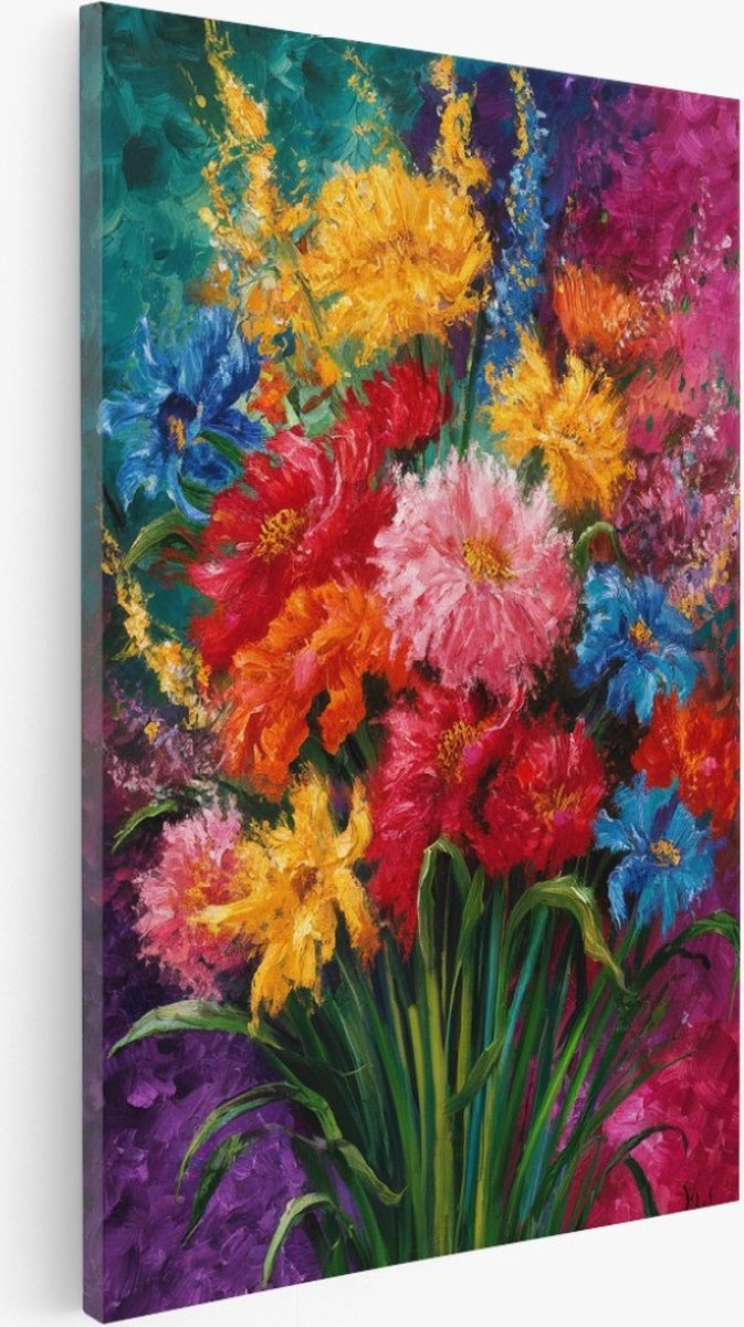 Saammp Canvas Schilderij - bloemen - Kleurrijk - 30x45 - Foto op canvas - Wanddecoratie - Muurdecoratie Woonkamer - Kantoor Decoratie Multicolor