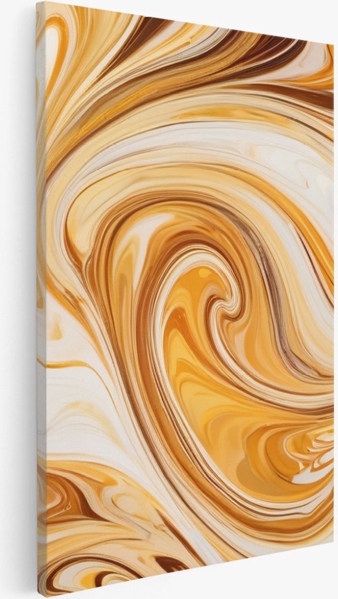Saammp Canvas Schilderij - Abstract - Vloeibare kunst - Goud - 40x60 - Foto op canvas - Wanddecoratie - Muurdecoratie Woonkamer - Slaapkamer decoratie - Canvas Print Multicolor