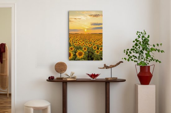 Tableau sur toile Saammp - Champ de tournesols - Paysage - Nature - 100x150 - Photo sur toile - Décoration murale - Décoration murale Salon - Décoration chambre - Impression sur toile