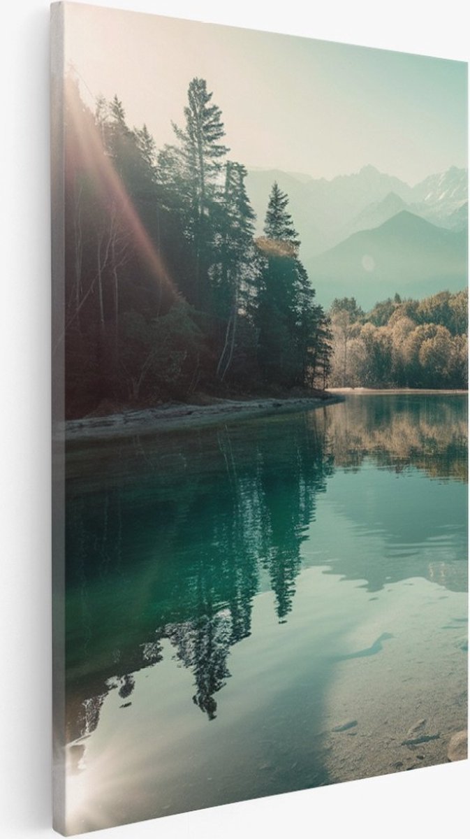 Saammp Canvas Schilderij - Rivier - botanisch - Landschap - Natuur - 60x90 - Foto op canvas - Wanddecoratie - Muurdecoratie Woonkamer - Slaapkamer decoratie - Canvas Print Multicolor