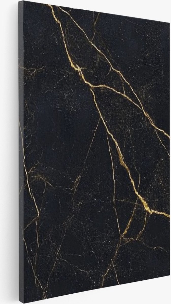 Saammp Canvas Schilderij - Marmer Zwart - Abstract - 40x50 - Foto op canvas - Wanddecoratie - Muurdecoratie Woonkamer - Slaapkamer decoratie - Canvas Print Multicolor