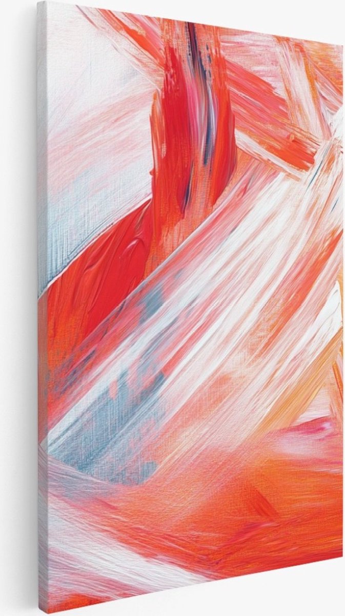 Saammp Canvas Schilderij - abstracte compositie Rood- 75x100 - Foto op canvas - Wanddecoratie - Muurdecoratie Woonkamer - Slaapkamer decoratie - Canvas Print Multicolor