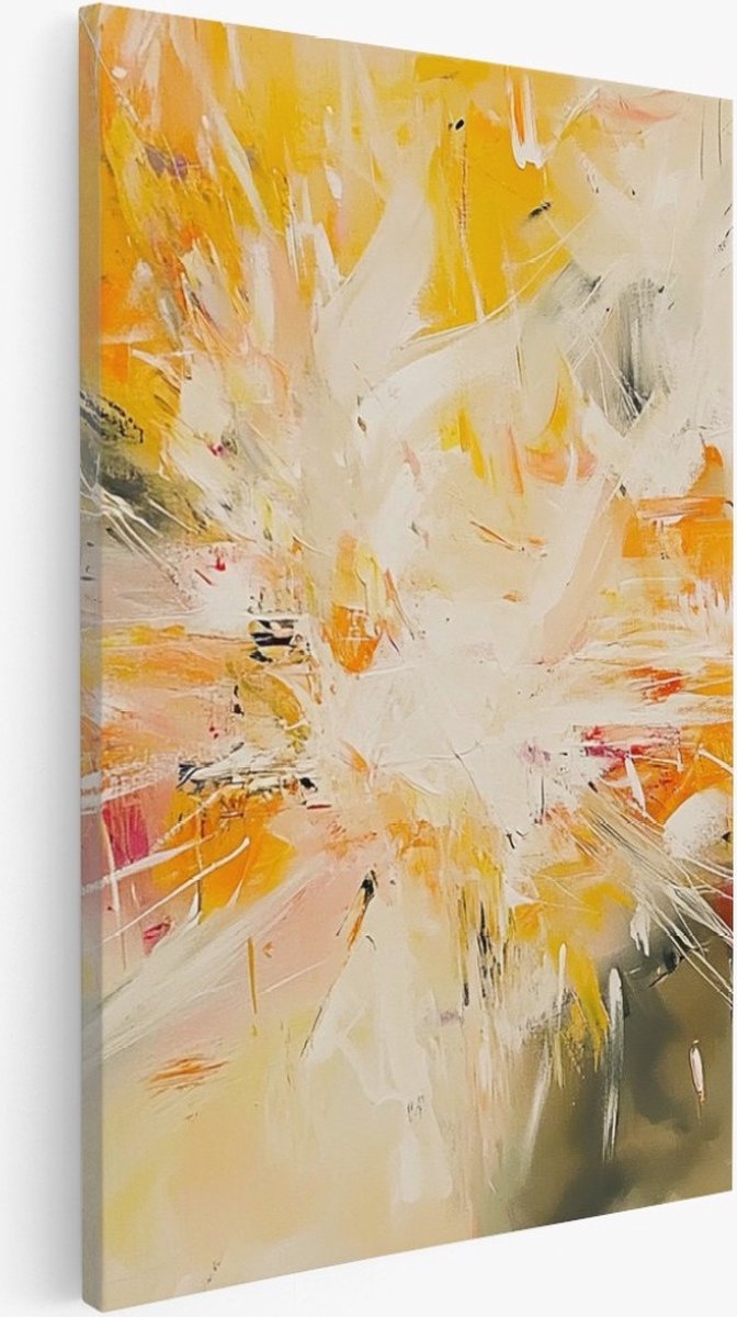 Saammp Canvas Schilderij - Kleurrijk - Explosie verfspetters - Abstracte kunst - 75x100 - Foto op canvas - Wanddecoratie - Muurdecoratie Woonkamer - Kantoor Decoratie Multicolor