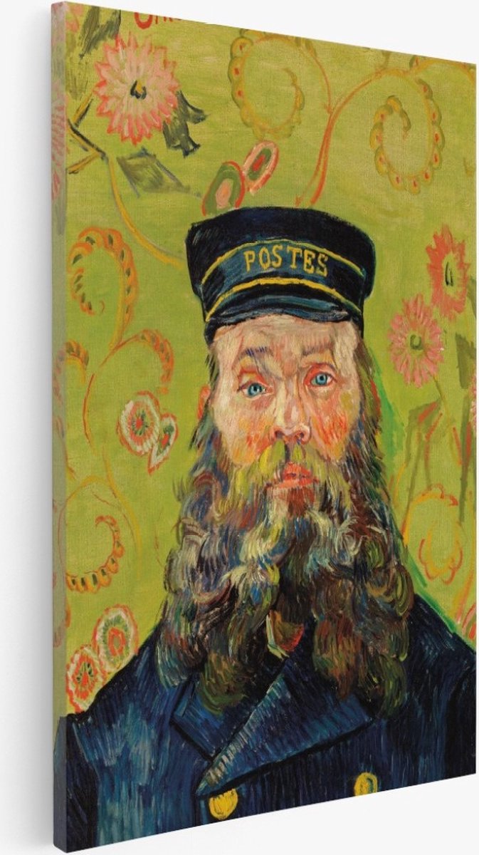 Saammp Canvas Schilderij - Vincent Van Gogh - Portret van Joseph Roulin - Abstract - Kunst- 60x90 - Foto op canvas - Wanddecoratie - Muurdecoratie Woonkamer - Slaapkamer decoratie - Canvas Print Multicolor