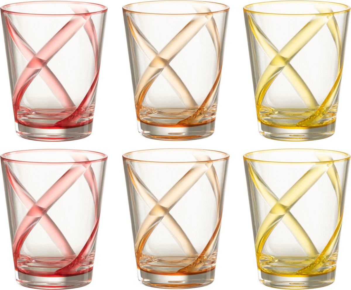 J-Line glas Lijnen - kunststof - mix - 3 dozen van 6 stuks