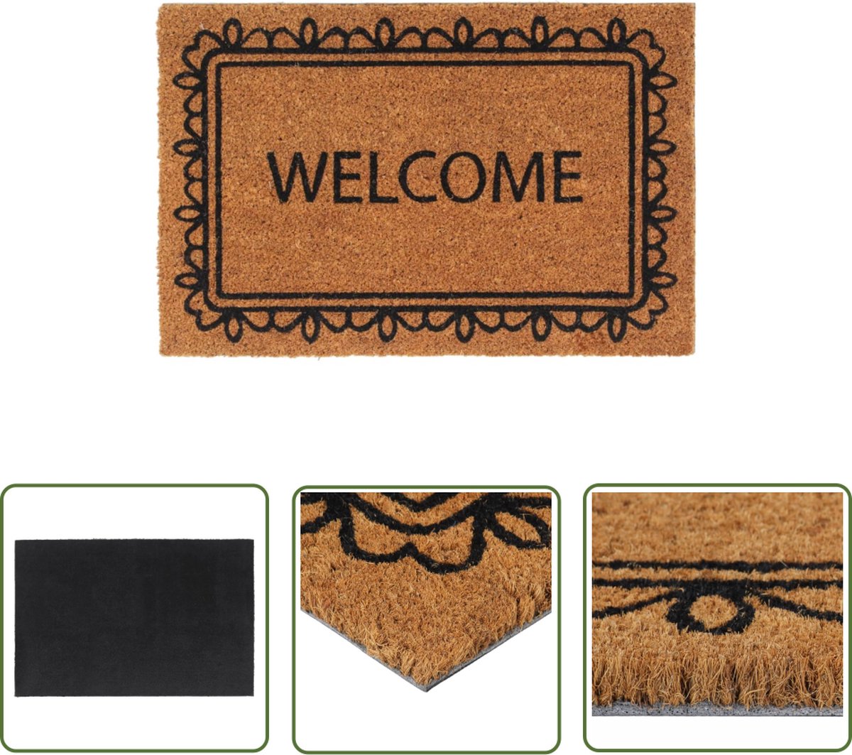 The Living Store Deurmat 40x60 cm getufte kokosvezel naturel - Kokos Vezel Mat - Deurmat - Entree Mat - Antislip Deurmat - Natuurvriendelijke Deurmat