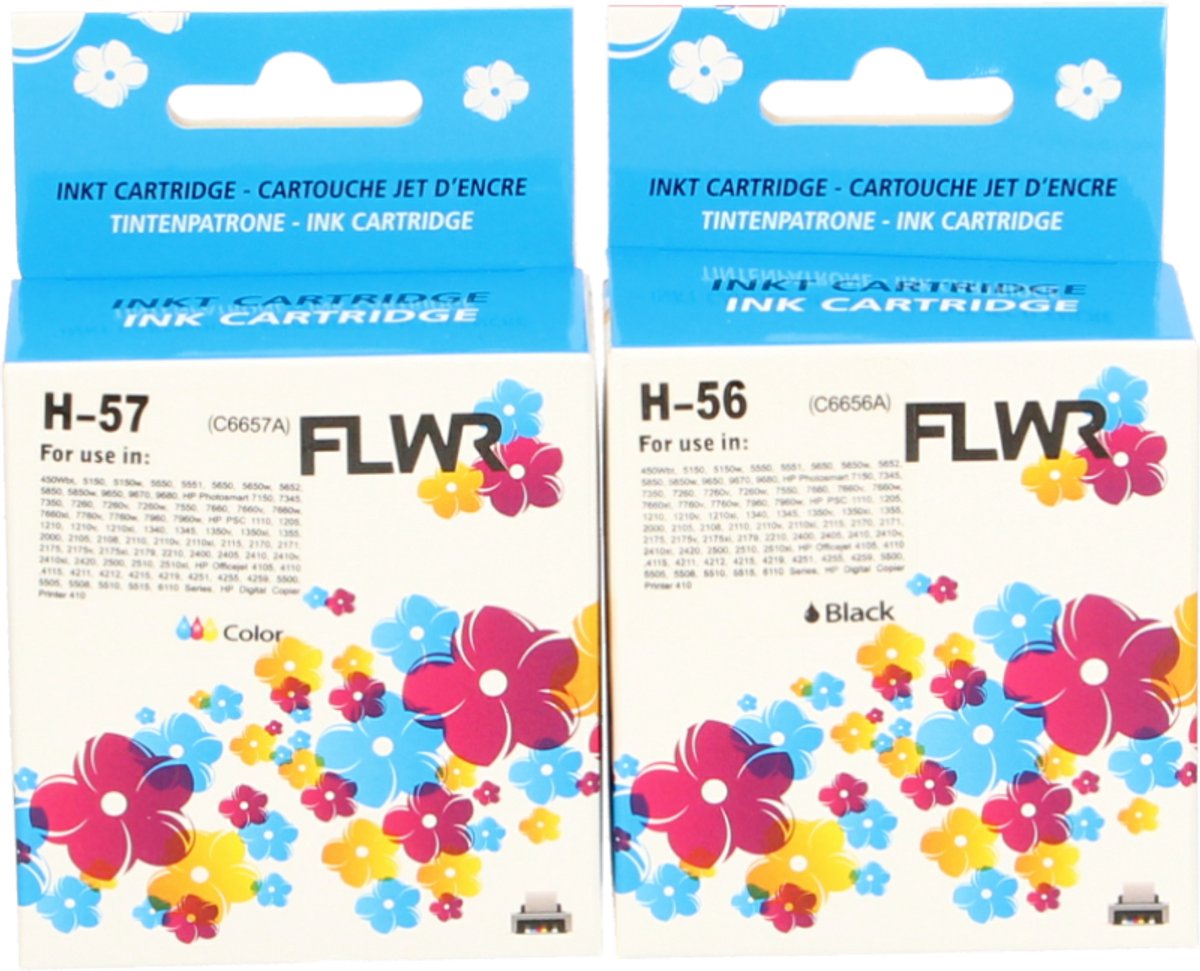 FLWR - Inktcartridges / 56 & 57 / 2-pack / Zwart & Kleur - Geschikt voor HP