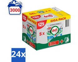 Dreft Platinum Plus - All In One - Vaatwascapsules - Deep Clean Boosted - 25 Afwasbeurten - Voordeelverpakking - 24 stuks