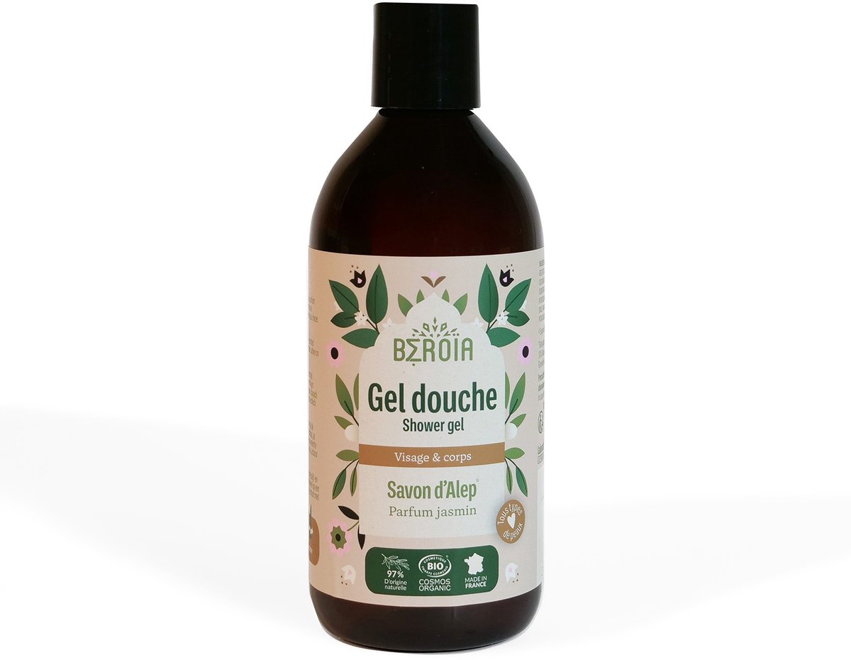 COSMOS BIOLOGISCHE Aleppo douchezeep jasmijngeur - kamillewater - zachte en schone huid 300ml