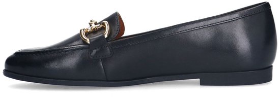 No Stress - Femme - Mocassins en cuir noir avec chaîne dorée - Taille 39