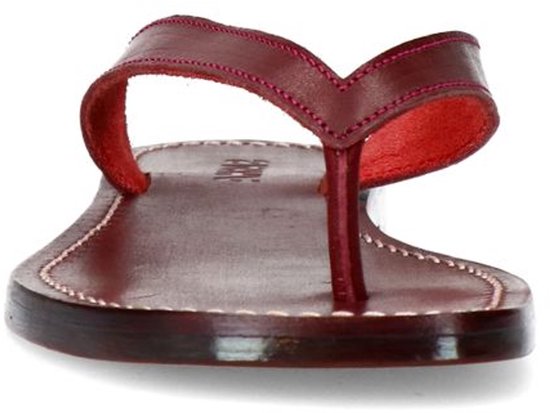 Sacha - Femme - Tongs en cuir bordeaux - Taille 42