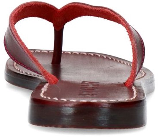 Sacha - Femme - Tongs en cuir bordeaux - Taille 42