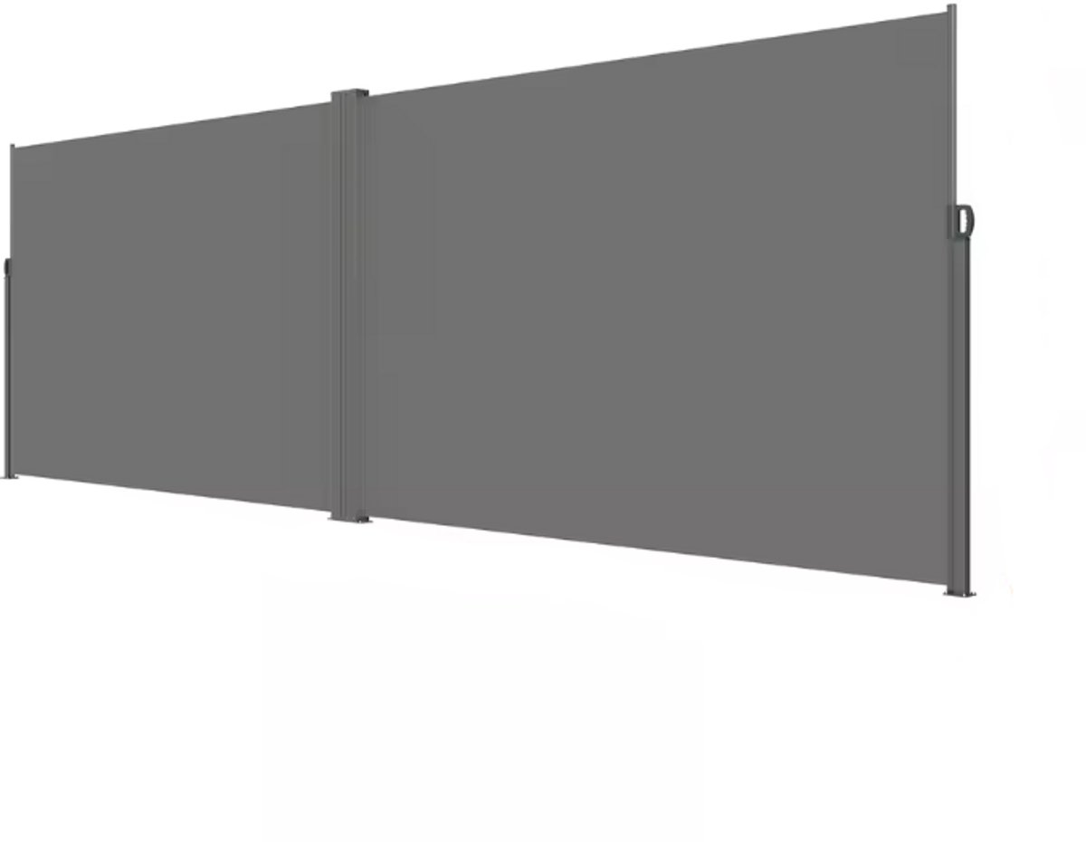 Windscherm -Zijscherm - Uittrekbaar Zijscherm voor Buiten – Waterdicht - Polyester - Privacy Scherm - PU coating - UV 30+ Zonwering - Windscherm en Ruimteverdeler - 200X600cm - Grijz