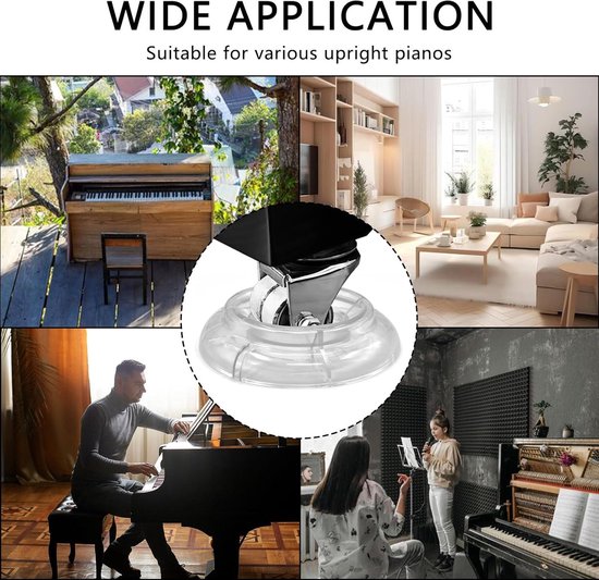Alomejor Piano Foot Pads Set 4 Pcs En Plastique Droit Double Roue Piano Pad Jambes Protecteurs De Plancher Pour Piano Droit