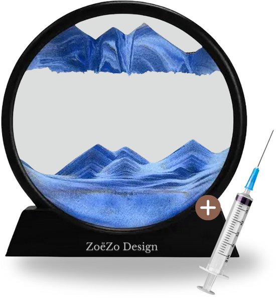 ZoeZo Design - Zandkunst - Blauw - Bewegende Zand Kunst - Zandloper - Decoratie - Zand Ornament - Moderne Kunst - Zand - Sand Art - Sand Art Home Deco - Bewegende Zandkunst in Glas - Sand Painting - Zand Schilderij - Luxe Zandkunst - Luxe