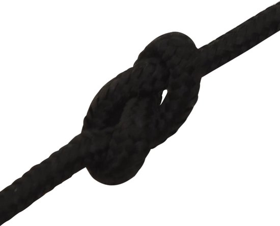 vidaXL Werktouw - 4 mm - 500 m - Polyester - Zwart Werktuigentouw - Tuigenaarde - Polyestertouw - Sterke Touwen - Zware Lasten