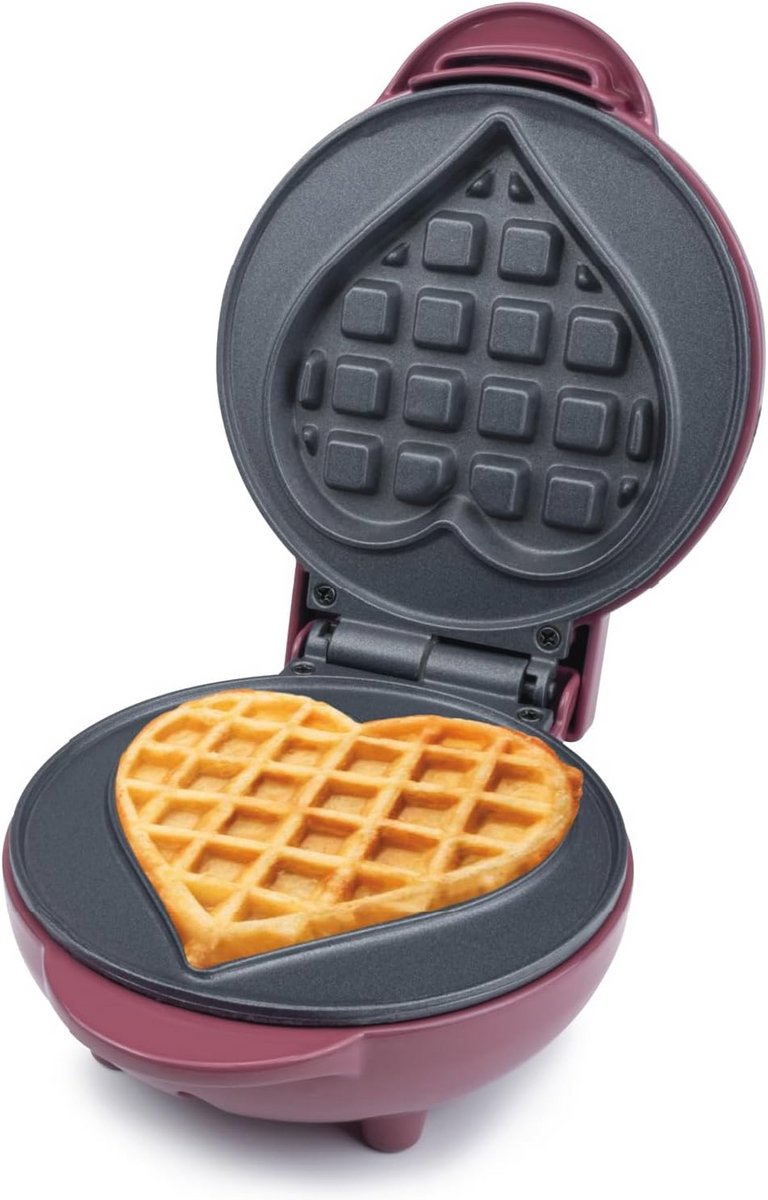 Mini Hartwafelijzer - Bak Belgische Hartvormige Wafels voor Feesten en Tussendoortjes