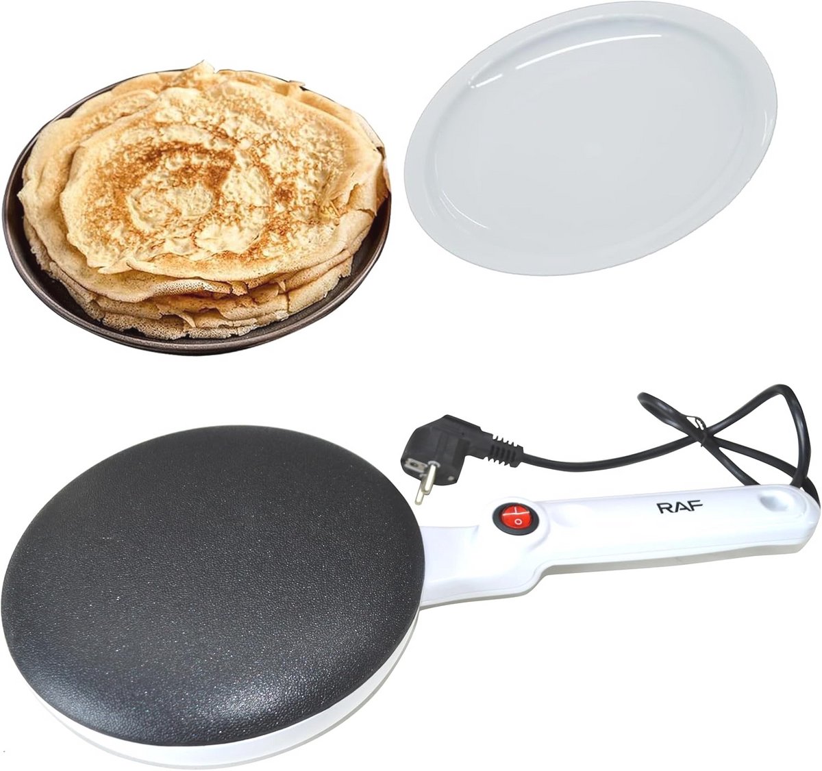 Elektrische Crêpemaker met Antiaanbaklaag en Instelbare Thermostaat - Draadloos en Veilig