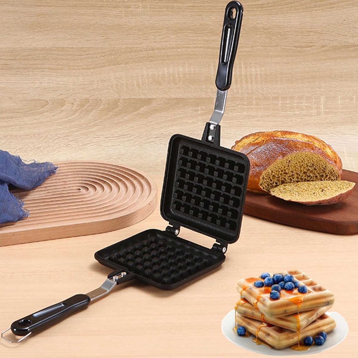 Non-Stick Wafelijzer met Isolatiehandvat - Perfecte Wafels Thuis Bakken