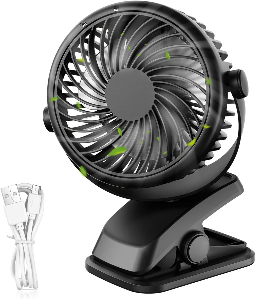 Draagbare Mini USB Ventilator met Oplaadbare Batterij, 3 Snelheden en 360 Graden Rotatie voor Thuis en Op Reis