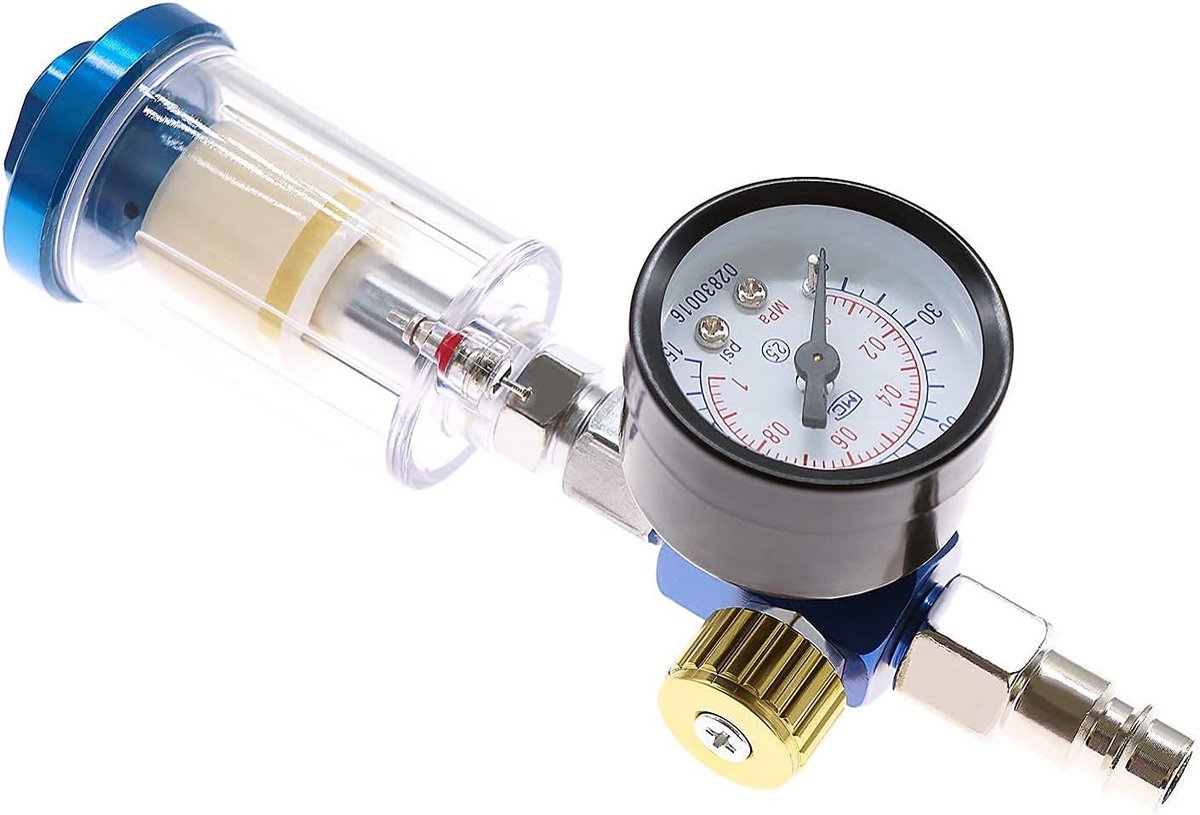 Pneumatische Spuitregelaar met Luchtdrukmeter en Waterfilter - Tool Kit voor Spuitverf