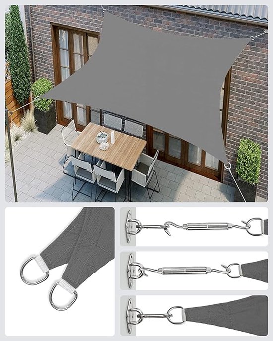 Zonneblok Schaduwdoek 1.4 x 1.6 m Blokkeert Effectief Zonlicht en Uv