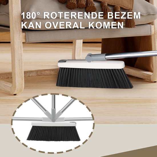 Stoffer en Blik met Lange Steel 180° Roterende Bezem en Stofpan Combo van Merkloos	 — afbeelding 2