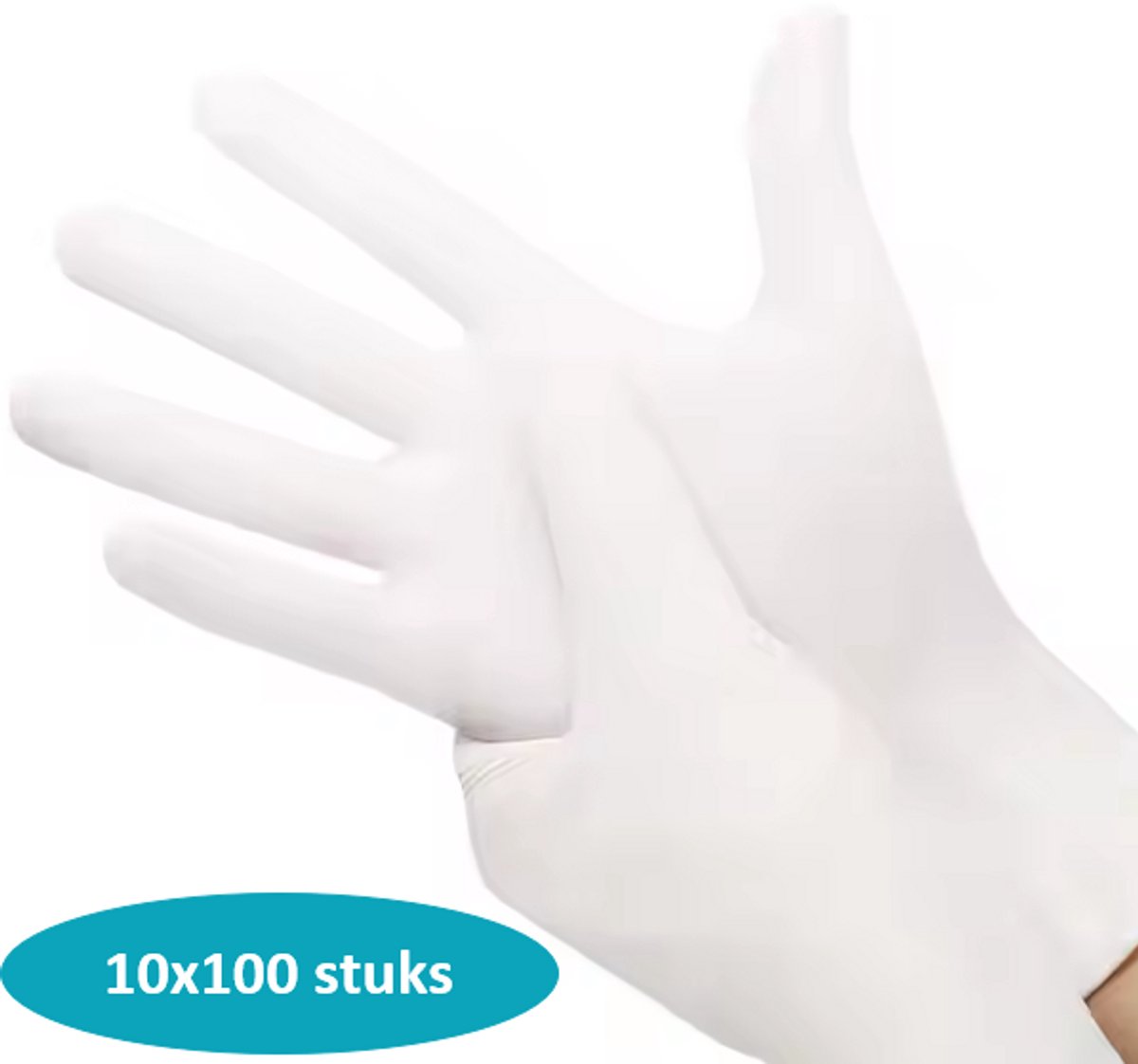 Nesto's Nitril Wegwerp Handschoenen 10x100 stuks- Latexvrij - Poedervrij - Niet steriel - Onderzoekshandschoenen - Medisch - Plastic - Maat M - Wit- Voordeelverpakking 10x 100 stuks