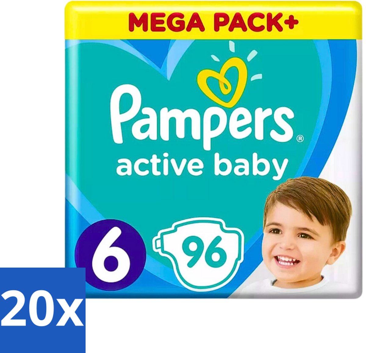 Pampers - Active Baby - Luiers - Maat 6 (13-18 kg) - Extra Groot - 96 Luiers - Bulkverpakking - 20 stuks