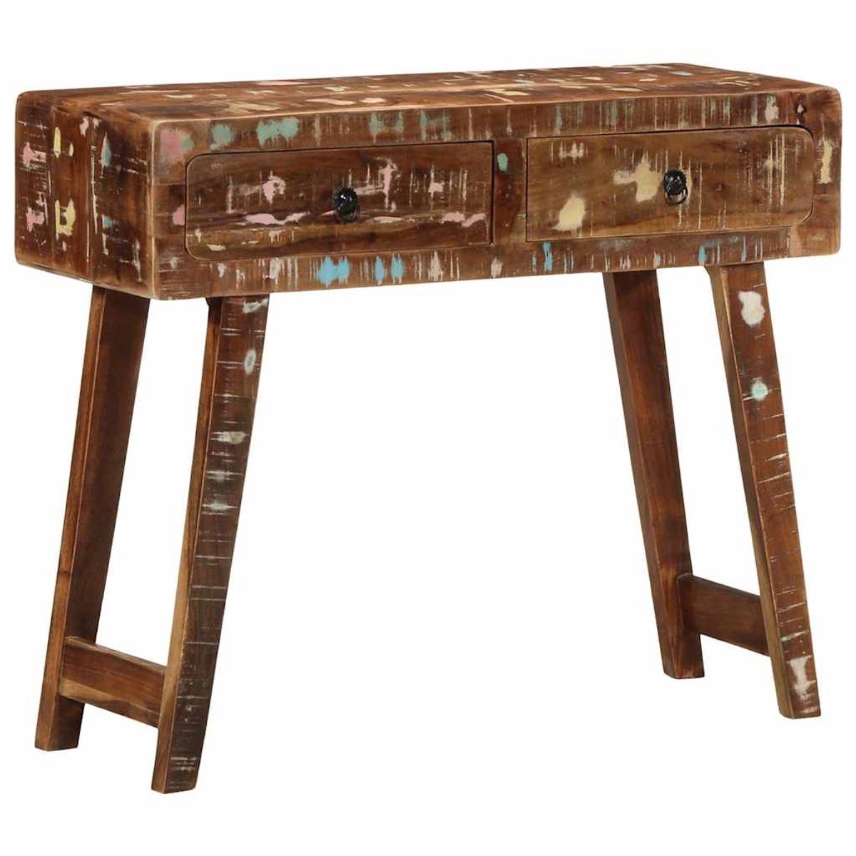 vidaXL Wandtafel - 90x32x75 - cm - massief - gerecycled - hout Bruin