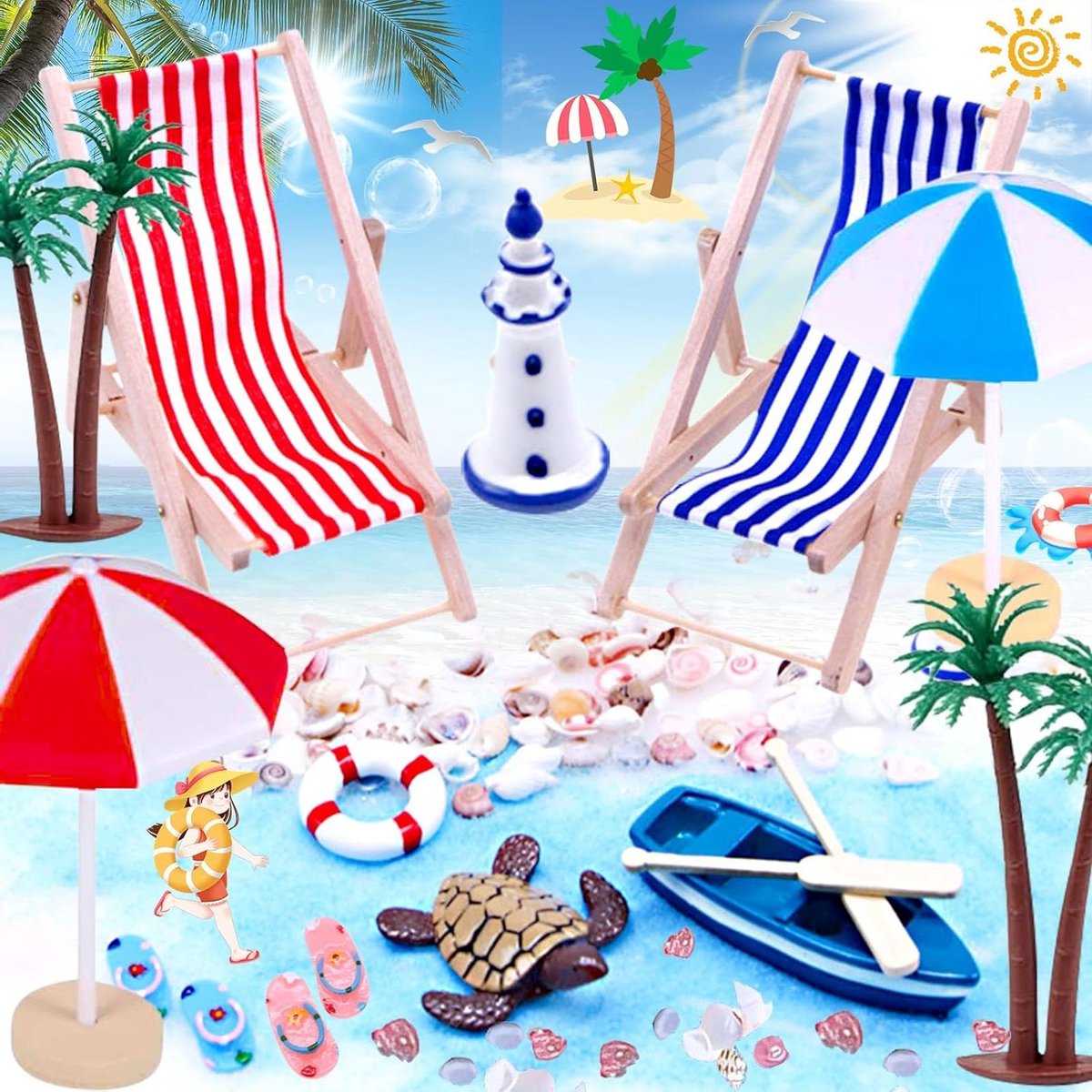 Belvanr Miniatuur strandparasol, ligstoel, 4 stuks, strand, micro-landschap, mini-ligstoel, miniatuur, opvouwbaar, houten strandstoel, houten mini-decoratie, ligstoel voor strand, micro-landschap Belvanr Miniatuur strandparasol, ligstoel, 4 stuks, strand, micro-landschap, mini-ligstoel, miniatuur, opvouwbaar, houten strandstoel, houten mini-decoratie, ligstoel voor strand, micro-landschap