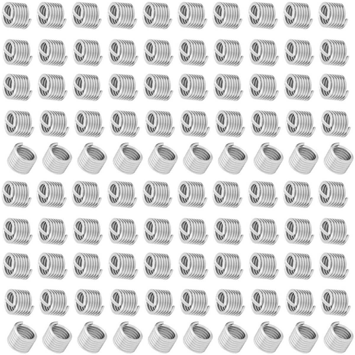 100 stuks M6x1.0x1.5D RVS Schroefdraad Inserts Reparatie Assortiment Kit - Helicoil Type