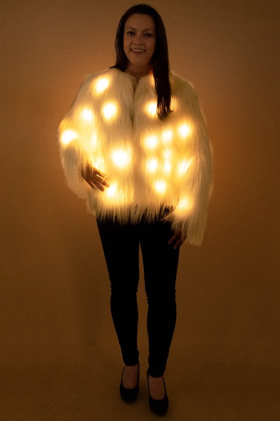 Costume esquimau Manteau Yéti Poil Long Avec Lumières Femme