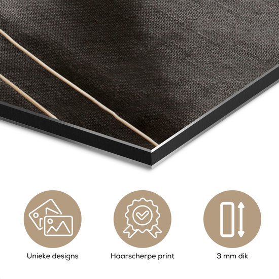 Tableau aluminium 40x80 cm - Décoration murale métal - Herbe de la pampa - Plume - Zwart - Beige - Décoration murale métal salon - Décoration industrielle - Photo sur dibond - Accessoires industriels chambre