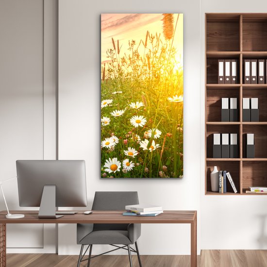 Décoration murale Métal - Peinture Aluminium Industrielle - Fleurs - Marguerite - Nature - Soleil - Horizon - 80x160 cm - Dibond - Photo sur aluminium - Décoration murale industrielle - Pour le salon / chambre