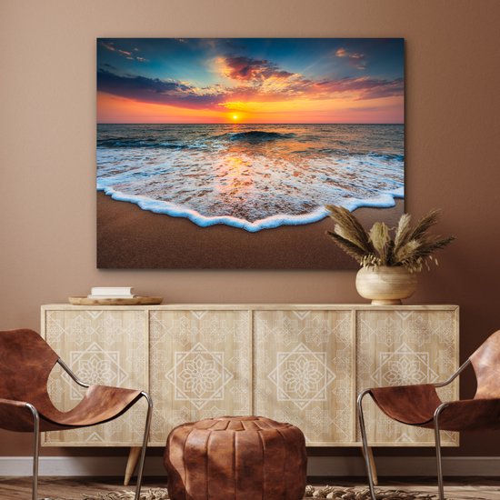 Décoration murale Métal - Peinture Aluminium Industrielle - Plage - Mer - Coucher de soleil - 120x90 cm - Dibond - Photo sur aluminium - Décoration murale industrielle - Pour le salon / chambre