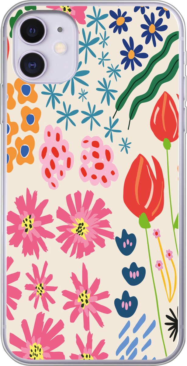 Telefoonhoesje Geschikt voor iPhone 11 hoesje - Bloemen - Design - Tulp - Siliconen Telefoonhoesje Telefoonhoesje