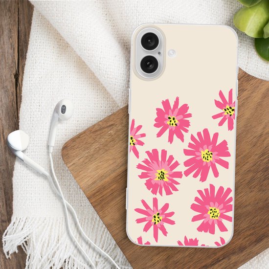 Coque de téléphone compatible avec Apple iPhone 16 Plus - Fleurs - Motif - Minimalisme - Coque en Siliconen