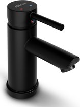 Mirlux Wastafel Kraan Zwart - Wastafel Mengkraan Badkamer - Wastafelkraan - Fonteinkraan / WC Kraan - Kraantje - Koudwaterkraan & Warmwaterkraan - Toiletkraan Koud Water & Warm Water