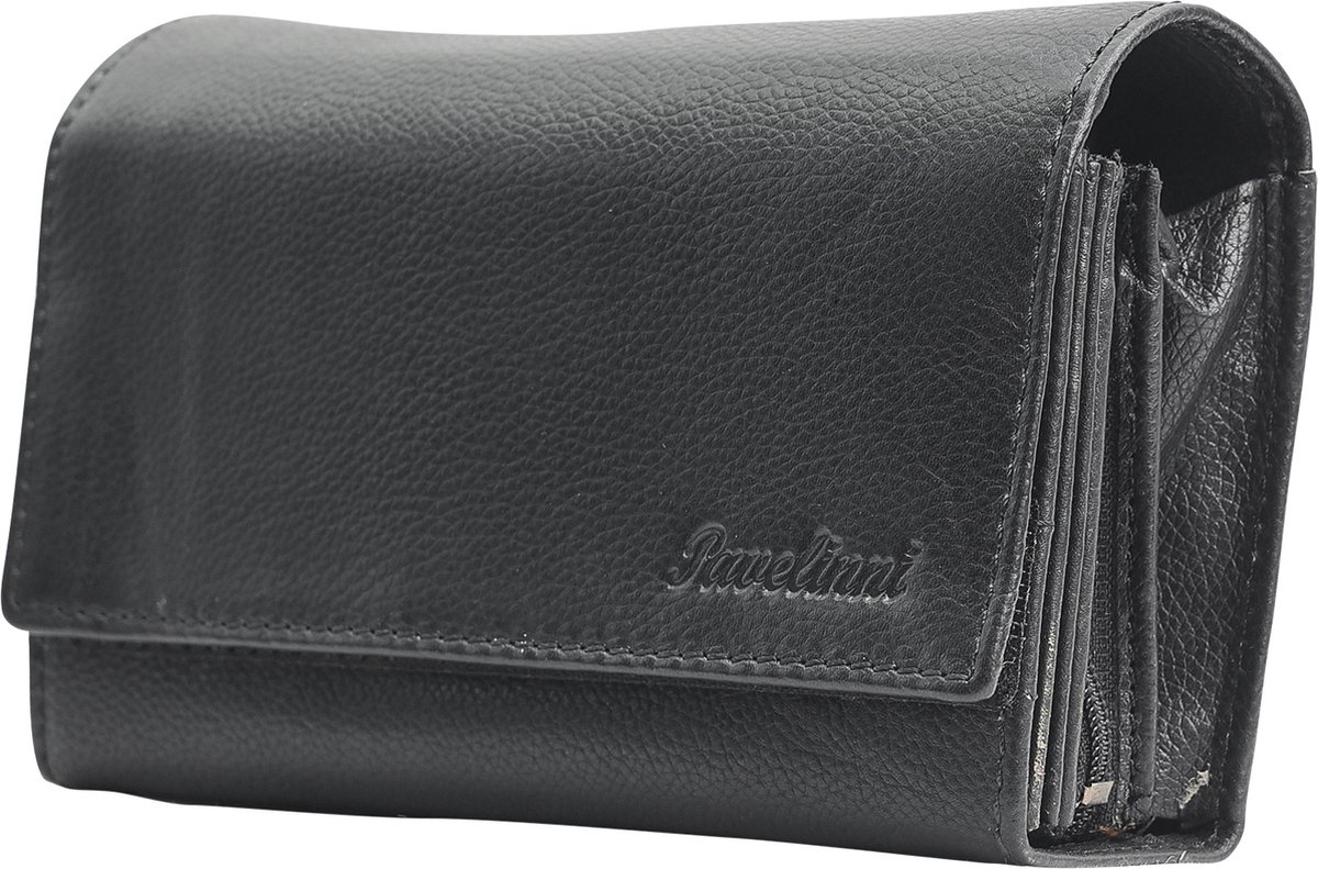 Pavelinni | Classic Line | Horeca Portemonnee | Kalfsleder | Klittenbandsluiting | Zwart | 17x11,5x3,5 cm (DC01659EBL)