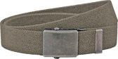 Landley Elastische Canvas Riem met Metalen Schuifgesp - Stretch - Koppelriem - Dames / Heren - Unisex - Taupe - Lengte totaal 120 cm / Riemmaat 105